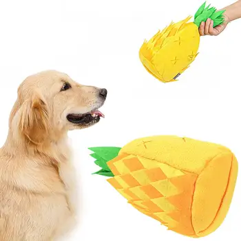 

LanLan Pineapple Pet Plush Sound Toy Sniffing IQ Dog Molar Food Leakage Training Toy for Golden Retriever Teddy
