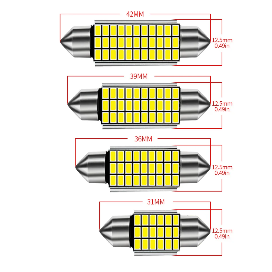 C5W LED CANBUS C10W LED-Glühbirne Soffitte 31 mm 36 mm 39 mm 41 mm CSP  Auto-Innenkuppellampe Nummernschild-Leselicht Weiß 12 V