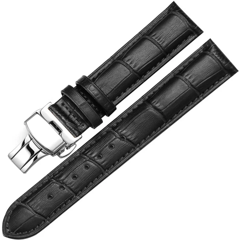 Elegant Butterfly Buckle Leather Watch Strap – Premium Leather Watchband Accessory