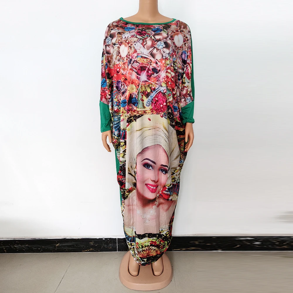 Vetement Femme 2021 African Dresses For Women Beauty Print Colorful Elegant Nigeria Long Robe Sexy Daily Bazin Party Casual african fashion designers