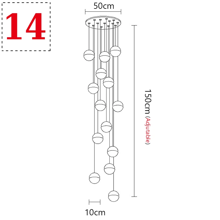 Современный хрустальный стеклянный шар светодиодный подвесной светильник светильники несколько лестничные светильники бар подвесной светильник для отеля Вилла Дуплекс квартиры - Цвет корпуса: 14 Balls Round