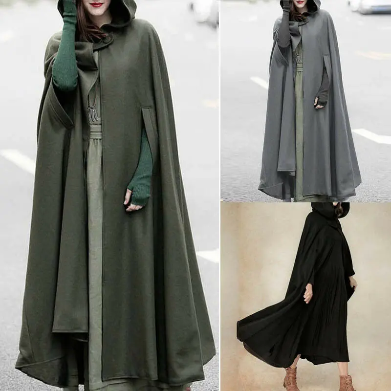 

Women Trench Coat Open Front Cardigan Jacket Coat Cape Cloak Poncho Plus