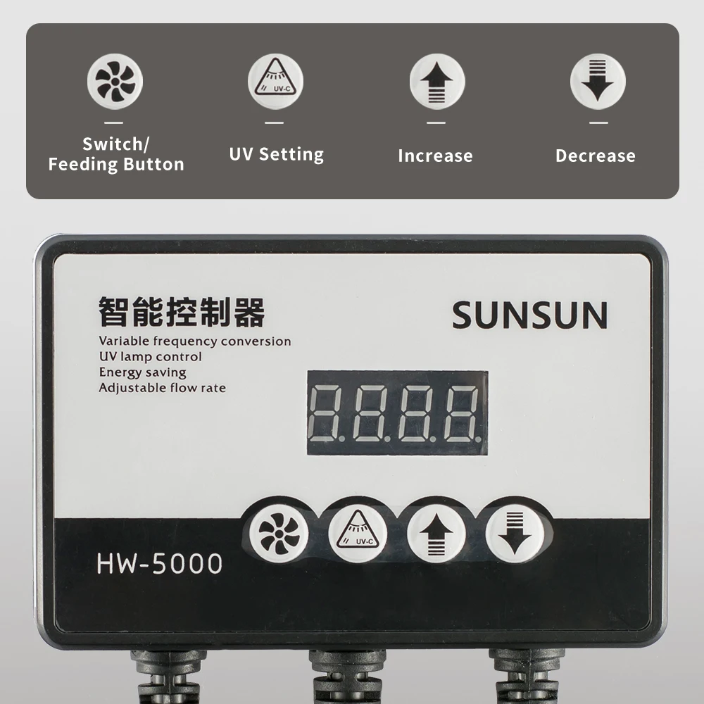 40W SUNSUN HW-5000 LCD Display 4-Stage Aquarium Filter with 9W UV Lamp for Fish Tank External Canister Filter Variable Flow Rate