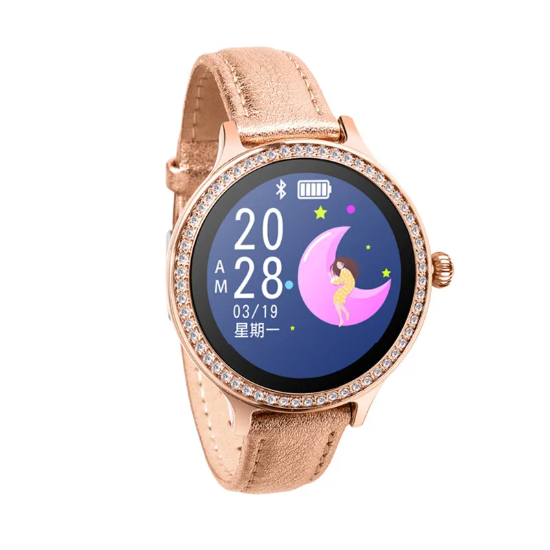 M8 Bluetooth Смарт часы водонепроницаемый сердечного ритма Носимых устройств Smartwatch наручные часы для женщин фитнес трекер для Android iOS - Цвет: Gold Leather