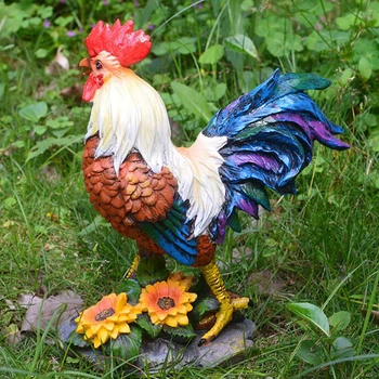

Resin Rooster Cock Statue Figurine Model Decoration Realistic Model Toy For Home Yard Garden Lawn Patio
