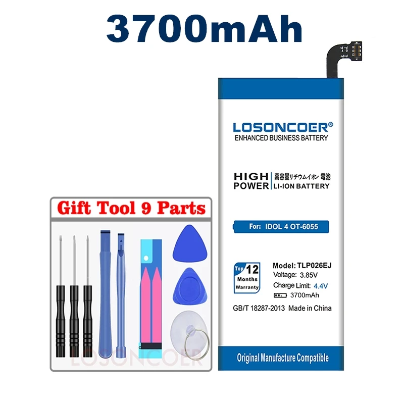 Аккумулятор LOSONCOER TLp026EJ 3700 мАч для Alcatel idol 4 OT6055 6055 6055K 6055U 6055Y 6055B 6055H | Мобильные