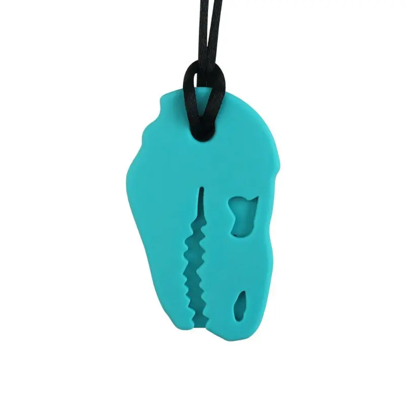 1 шт. Радужный кирпич жевательные Ожерелья Детские Силиконовые Прорезыватели аутизм сенсорные жевательные игрушки - Цвет: Type 2-Sky Blue