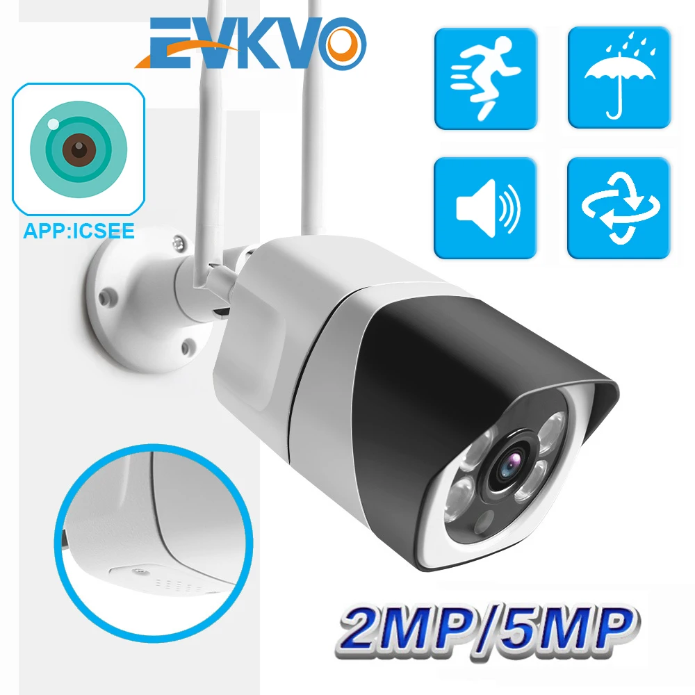 EVKVO IP Камера Wi Fi HD 5MP ONVIF Беспроводной проводной P2P видеонаблюдения Пуля Открытый