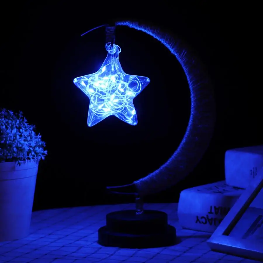 Lamparas медный провод 20LED пентаграмма фонари ручной работы пеньковая веревка Железный ночной Светильник для дома гостиной Лава светильник