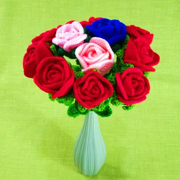 

Get ba mei Entirely Handmade Crafts Single Bottle Rose Household Yarn Weaving Valentine's Day Birthday Gift 011