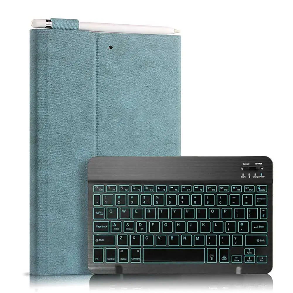  Backlit Wireless Keyboard Case for iPad 10.2 inch iPad 7th Leather Stand Case Bluetooth Keyboard Co