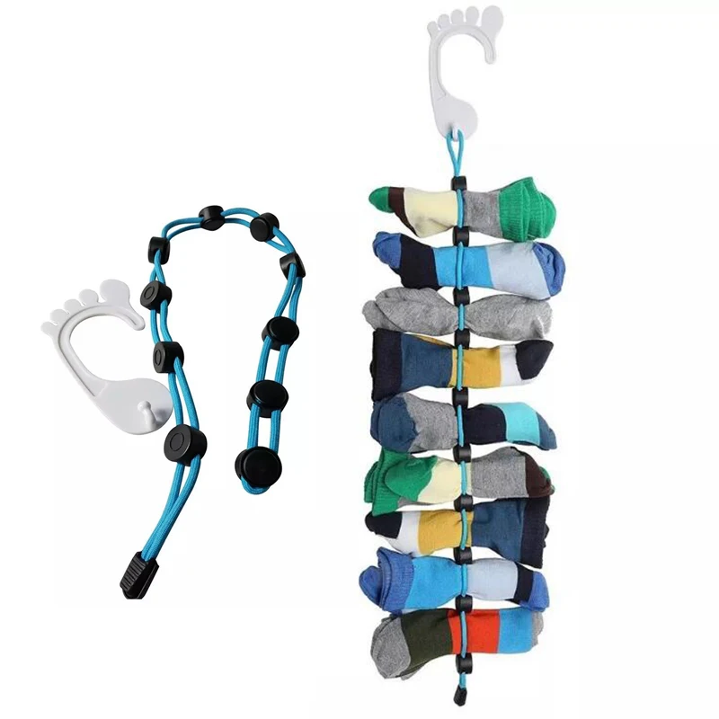 

Creative Socks Hanging Rope Multi-function Washing Clothes Basket Net Washing Socks Stockings Drying Socks Lanyard 3 Color