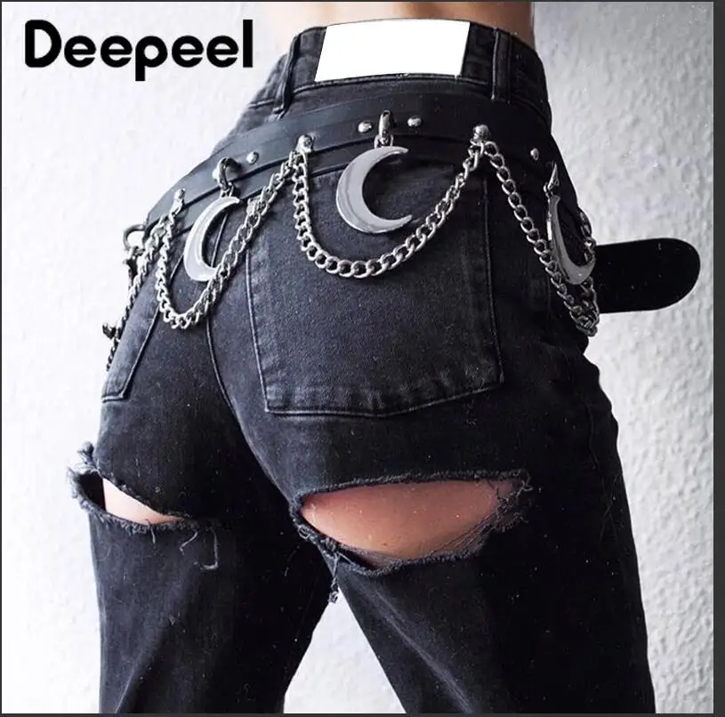 Deepeel, 1 шт., 4 см* 93 см, Женский Темный стиль, готический, ПУ, широкий пояс, сплав, пояс, полумесяц, украшение, цепочка на талию, пряжка, пояс, k784