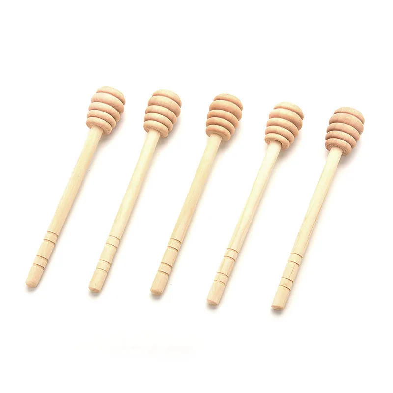 1Pcs Wooden Honey Dipper Wooden Stick Spoon Dip Drizzler Server 145mm