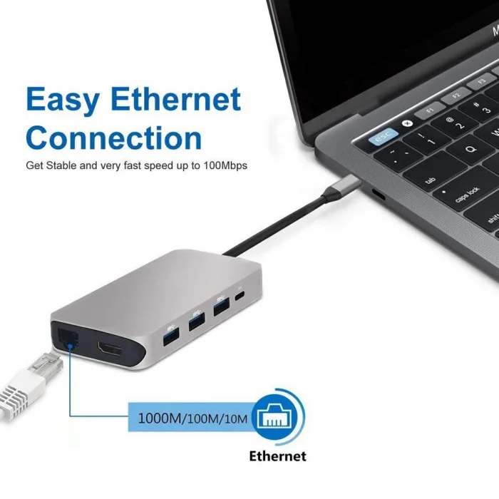 9 в 1 Многофункциональный узловой центр 9 портов USB3.0 type-C HDMI прочный концентратор EM88