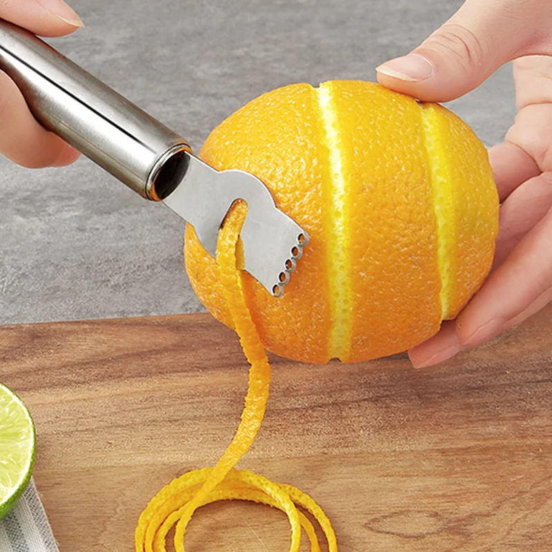 1 Piece Stainless Steel Lemon Peeler Zester Grater Lime Orange Citrus Fruit Grater Peeling Tools for Kitchen and Bar 