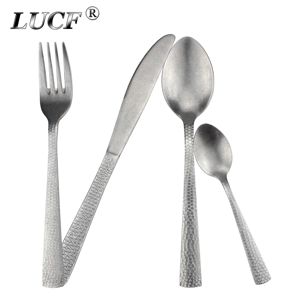Столовые приборы LUCF матовые в античном стиле винтажные западные из нержавеющей