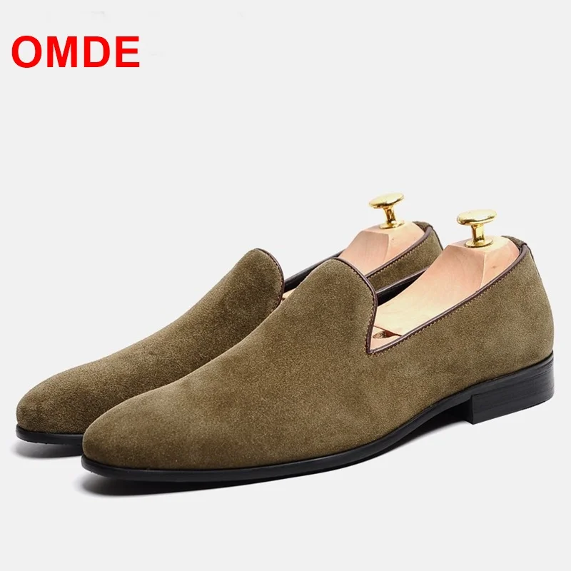 Лоферы OMDE мужские ручной работы Коровья замша модные повседневные деловые туфли