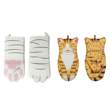 

Cotton Insulation Gloves Cotton Kitchen Pad Cooking Microwave Gloves Baking BBQ Oven Potholders Oven Mitts Kitchen Accessory