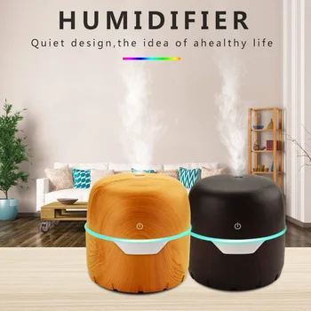 

300ML Ultrasonic Air Humidifier Air Purifier Oil Diffuser USB Essential For Office Home With 7 Color Change LED Night light