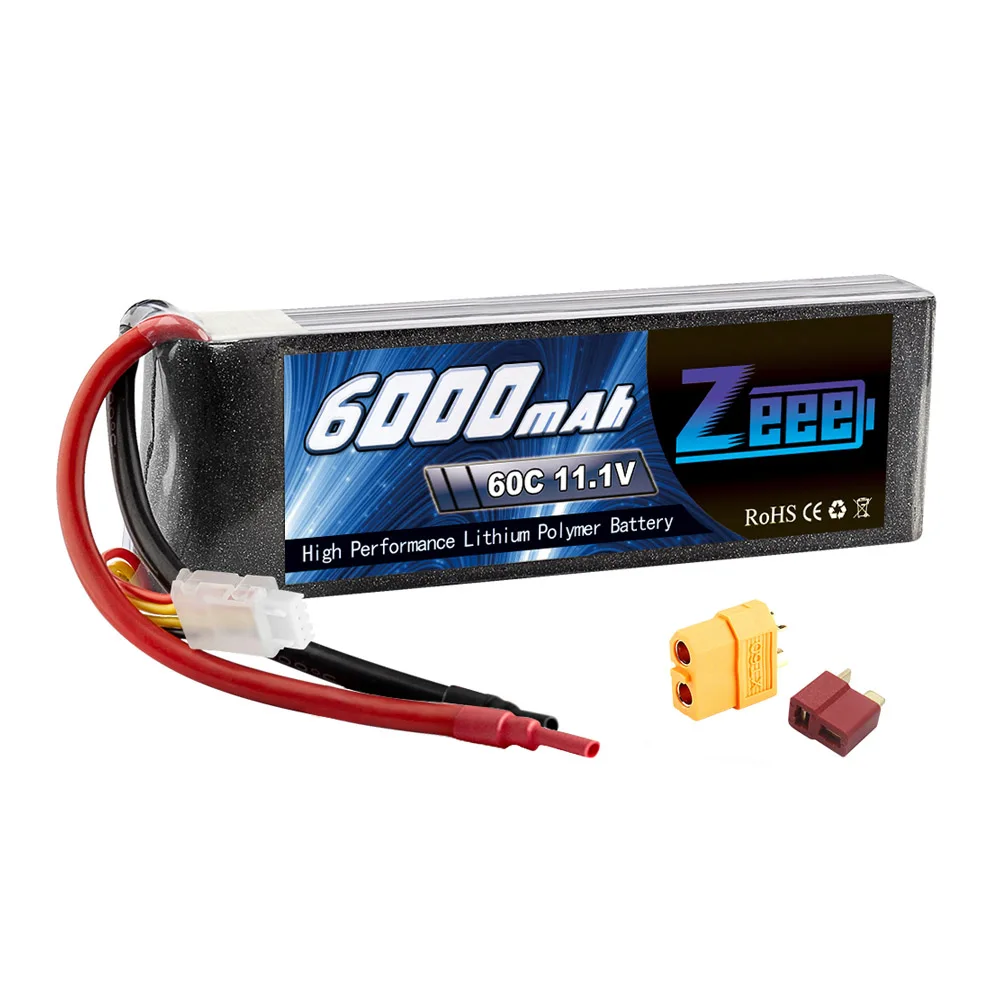 Zeee 11,1 V Lipo аккумулятор RC Car 6000mAh 3S Lipo аккумулятор Перезаряжаемый Дрон FPV 60C с штекером Deans XT60 для грузовика Heli