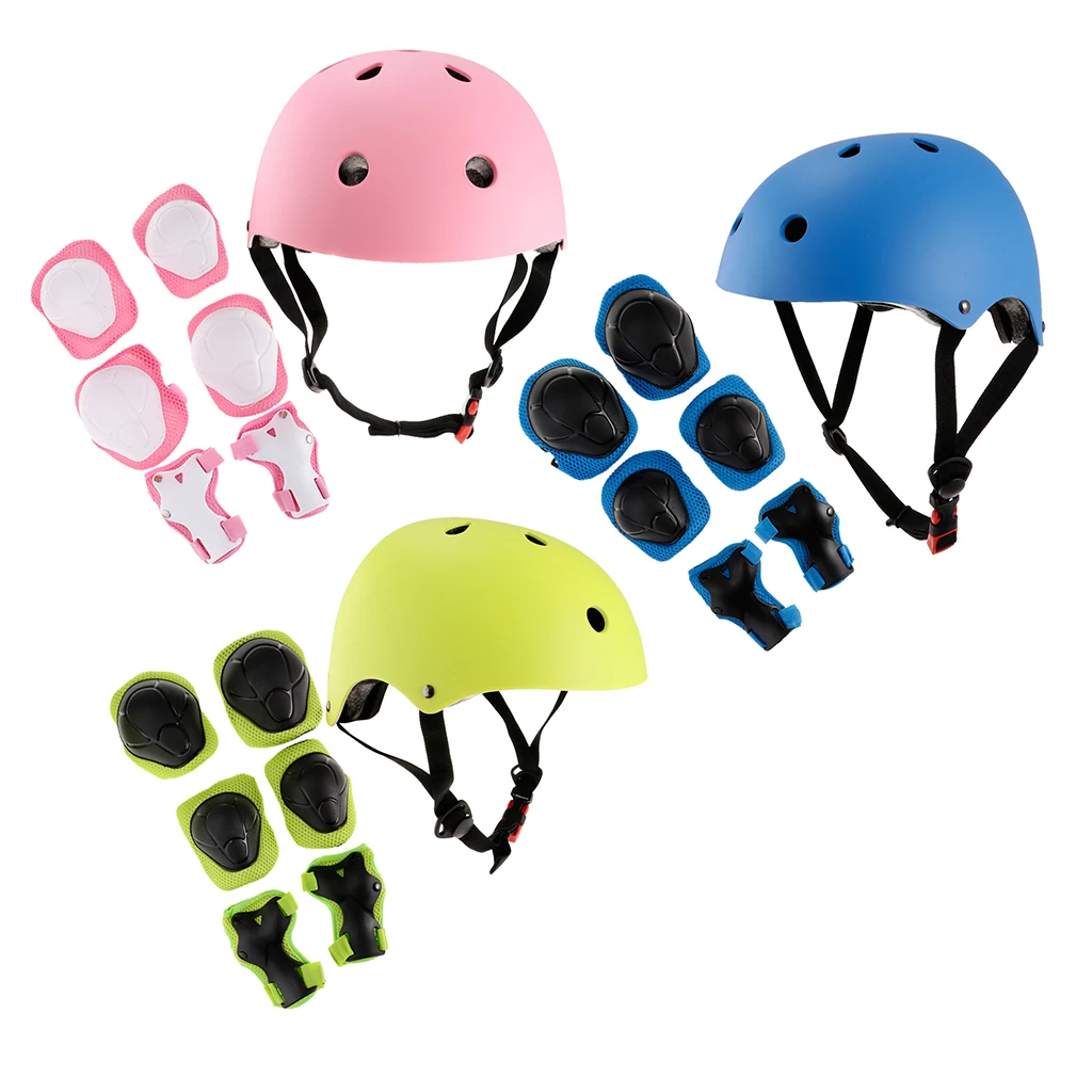

Set of 3 Kids Skateboard Helmet & Wrist/Elbow/Knee Pad Full Protective Gear - Fit for Skateboarding Scooter Roller Skate