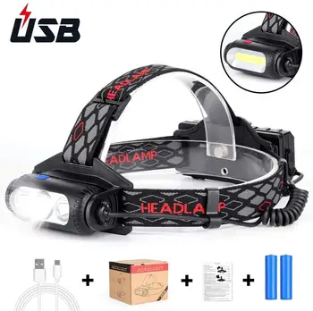 

2020Newest! COB And LED Headlamp,2500 Lumens Brightest Head Lamp Flashlight, Headlight USB Rechargeable,IPX4 HeadLamps, Best For