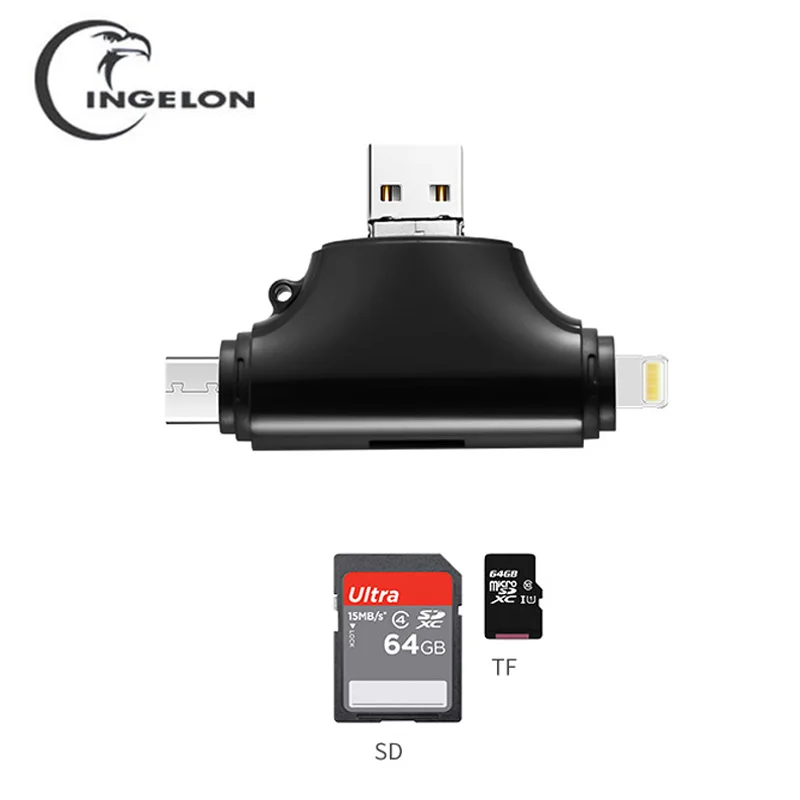 INGELON картридер card reader 4 in 1 кардридер USB 3 0 Портативный TF кард ридер для iphone ipad ipod