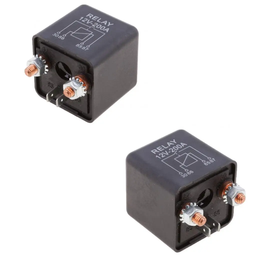 2x 12V Heavy Duty Split Charge/Winch 200 Amp Relay - Car Van Boat - 200A -4 Pin