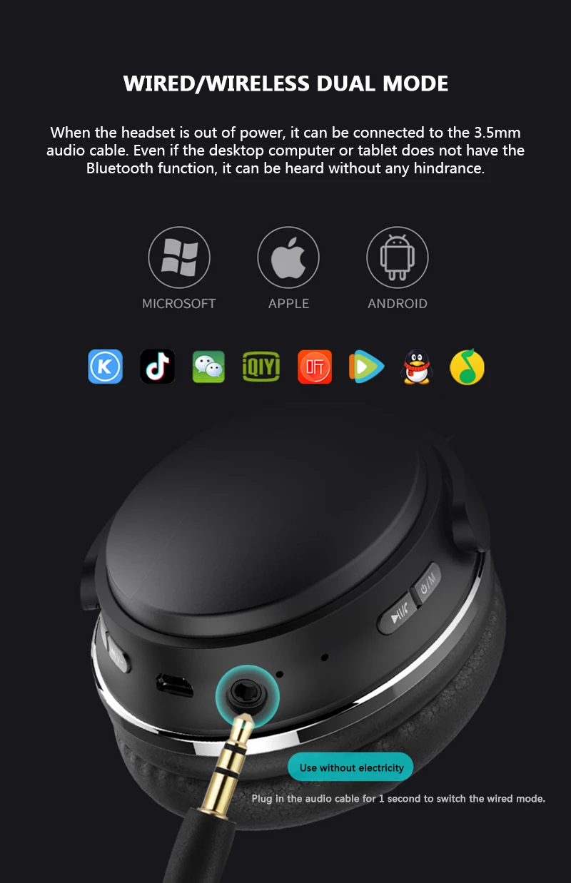 Hi-Fi стерео наушники Bluetooth наушники Музыкальная гарнитура шумоподавление с микрофоном для мобильных телефонов Xiaomi Iphone Sumsamg Tablet