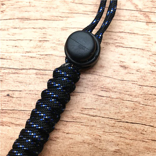 Военный класс Универсальный шнурок для ключей свистки шнур ремешок Парашютная веревка значок камера мобильный телефон водонепроницаемый чехол держатель w - Цвет: black blue white