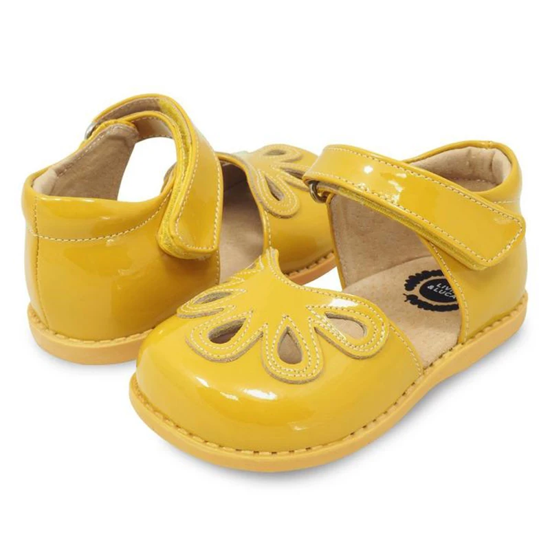 Sandal for girl Livie & Luca Petal Kids Leather Shoes For Girls Flower Casual Children Low Heel Girls Shoes Golden And SilverNew extra wide fit children's shoes Children's Shoes