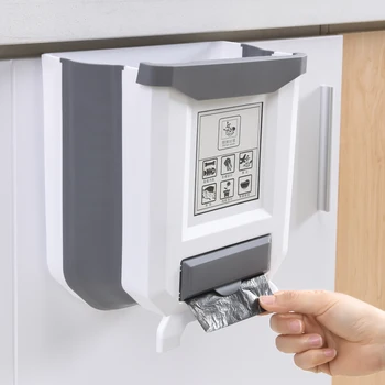 

4L Foldable Trash Can Kitchen Cabinet Door Hanging Bucket Garbage Kitchen Garbage Cube Car Storage Garbage Bin kitchen Bin