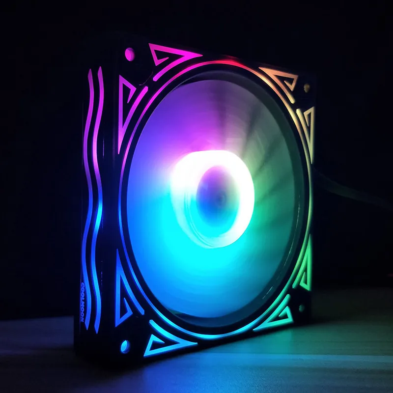 COOLMOON гигантская волна RGB вентилятор 12 см шасси вентилятор настольный компьютер бесшумный волшебный меняющий цвет вентилятор 5 в 3PIN вентилятор водяного охлаждения, гаджет