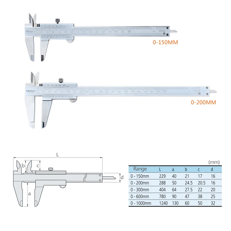 Mitutoyo металлический штангенциркуль 0-150 мм/200 мм/300 мм/450 мм штангенциркуль с самоблокирующимся замком метрические и дюймовые измерительные инструменты