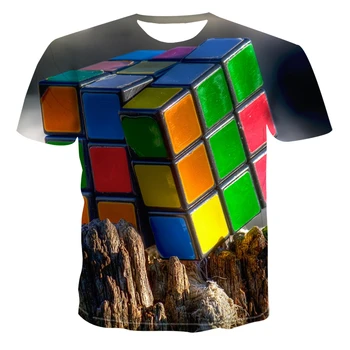 

3D printed T-shirt Rubik's cube colorful men women tshirt summer sleeves big size flame comfortable loose S-6XL sweatshirt