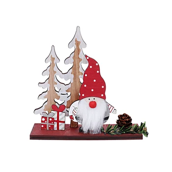 

Christmas Wooden Ornaments Tabletop Props Santa Claus with Gift Box Xmas Party Decorations Children's Gift Home Accessories