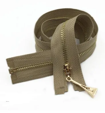 khaki 60 см металлический открытый конец молнии золотые зубы длина застежка-молния для шитье сумок пуховик юбка DIY аксессуары для одежды P102 - Цвет: khaki