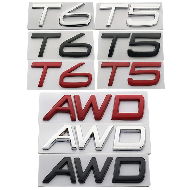 

3D Metal T5 T6 AWD Emblems Badges Car Sticker Letter Decal Car Styling For Volvo V40 V90 XC60 XC90 XC40 S60 C30 car Accessories