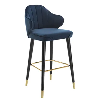 

Lightweight Luxury Solid Wood Bar Chair American Leisure High-footed Stool Nordic Modern Simple Household Backrest Cha