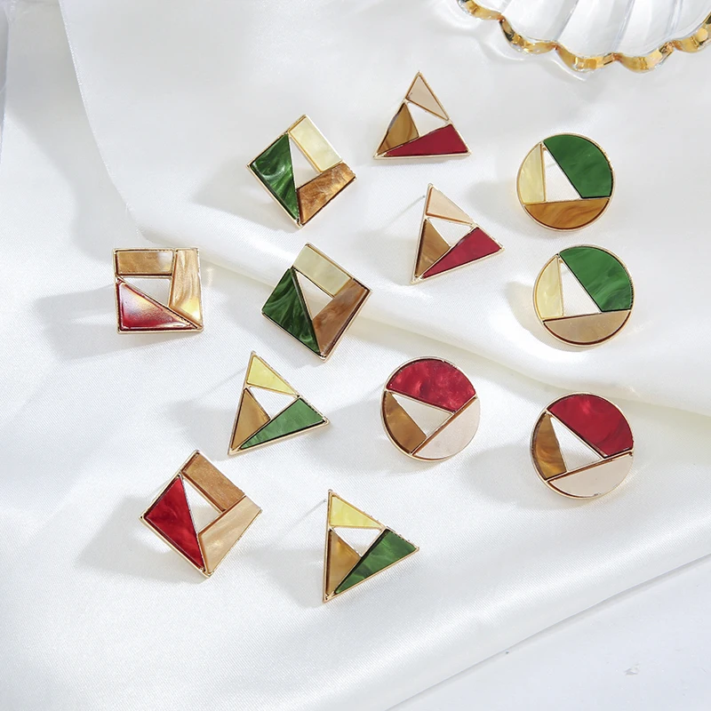 XIYANIKE японские корейские милые маленькие серьги-гвоздики для девочек геометрические треугольные квадратные популярные цветные акриловые серьги кислотного цвета стежка для женщин