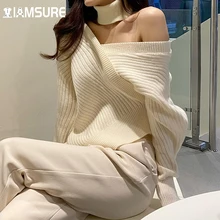 

IAMSURE Casual Solid Criss-Cross Knitted Sweaters Women Korean Style Elegant Fashion Ladies Long Sleeve Pullovers Autumn Spring