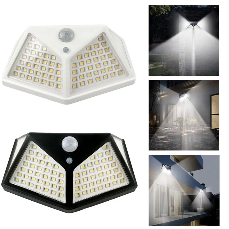 New solar 100 LED human body induction lamp waterproof outdoor lighting wall lamp lawn garden landscape