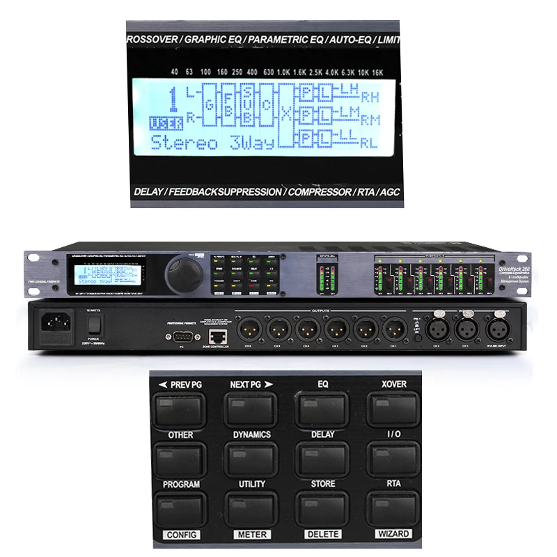 

High Quality DriveRack 260 Digital Processor 3 Microphone In 6 Out Professional Sound System Equipment Effector Software to PC