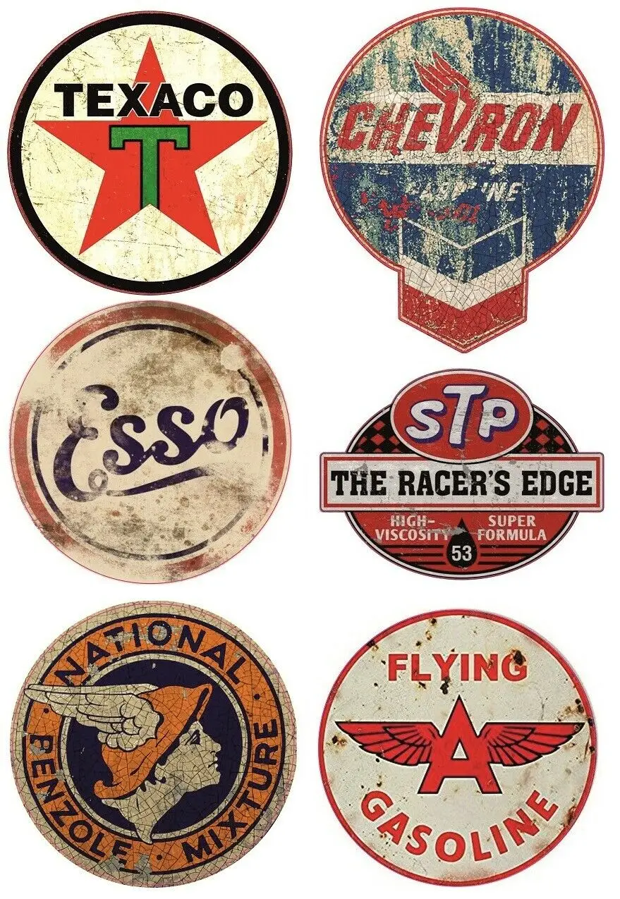 

6x Vintage OIL Sticker STP Vintage Retro Racing Hotrod USA V8 Car Tuning Stickers for Office Supplies of Car, RV, Truck, Laptop