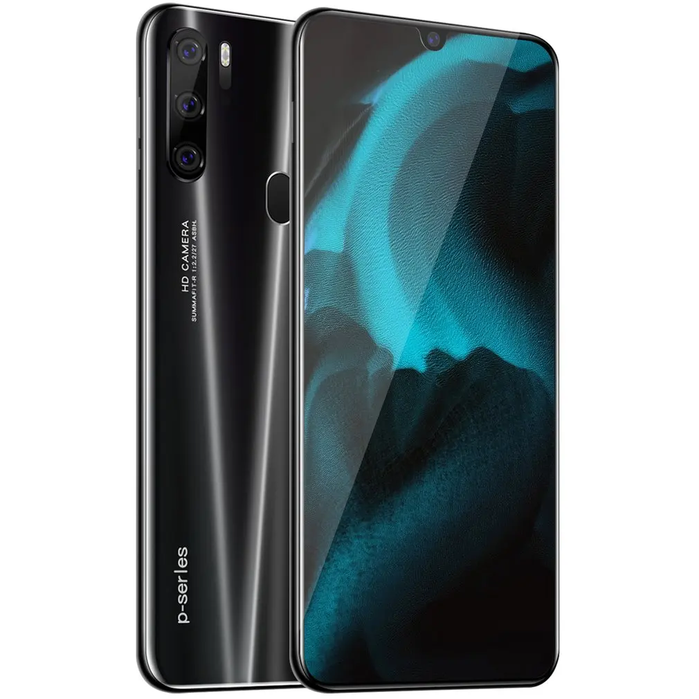 P35 Смартфон Android 4800 мАч 6,3 дюйма 2 с 32 Гб лицом Id 3g сотовые телефоны Тройная камера отпечаток пальца мобильный телефон