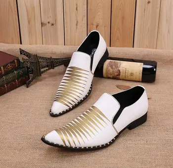 

Wedding White Bridal Dress Shoes Rivets Studded leather Oxfords Handmade Formal Italian Shoes for men