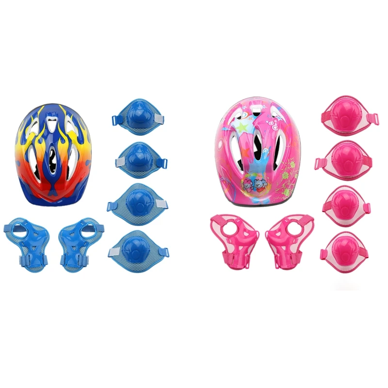 

Kids Helmet Pad Set Elbow Knee Wrist Pads for Sports Protective Gear Set Cycling Skating Roller Scooter Outdoor Sports