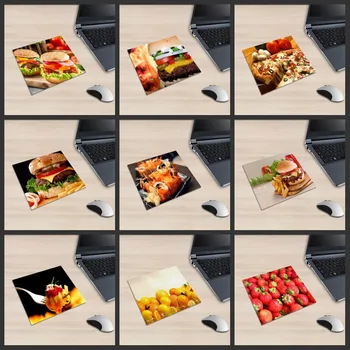 

XGZ Laptop Food Square Mouse Pad Hamburger Cola Fast Food Pattern Fruit Orange PC Mat Seafood Sushi Rubber Non-slip Universal