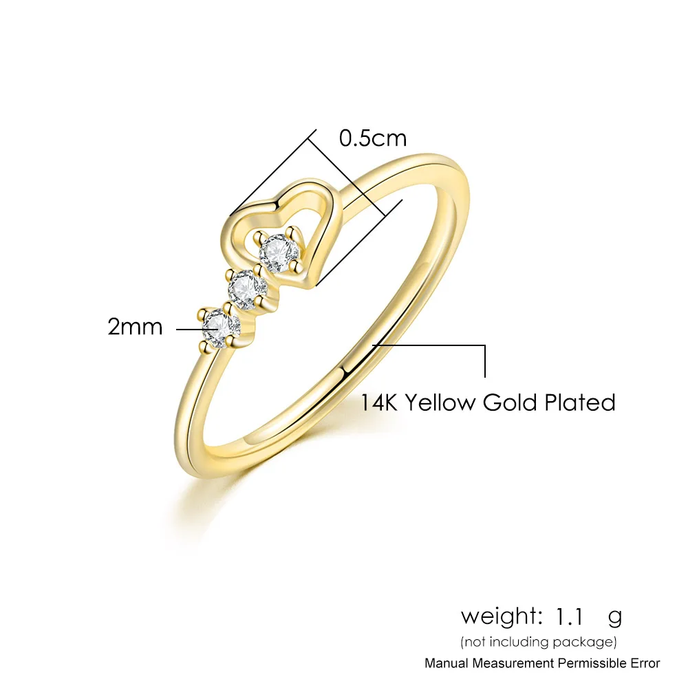 Ring For Women Jewellry Simple Cute Love Heart CZ Rose Gold Color Wedding Bride Gift